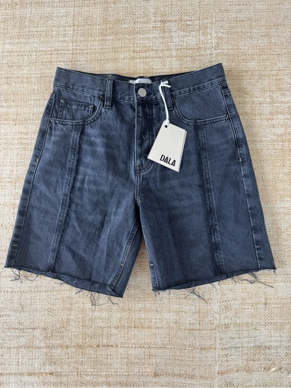 DALA Partner Hurricane Black Long Inseam Size 26 Denim Jean Shorts Modest Women